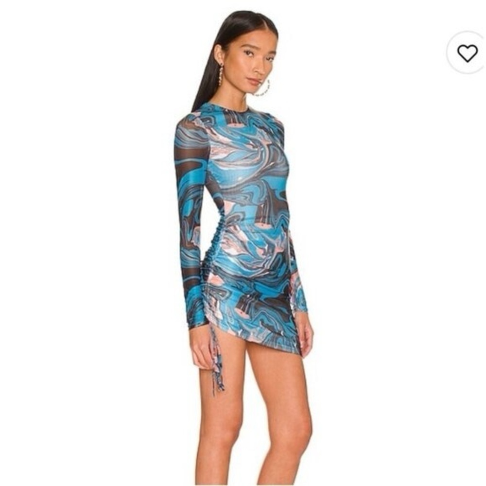 Superdown Blue and Black Abstract Long Sleeve Dress Size XS